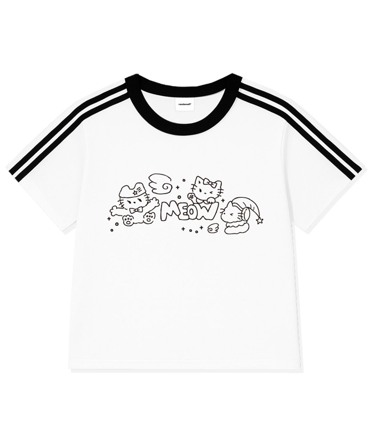 랜덤오프(RANDOMOFF) MEOW KITTENS TRACK CROP T-SHIRT (5color)