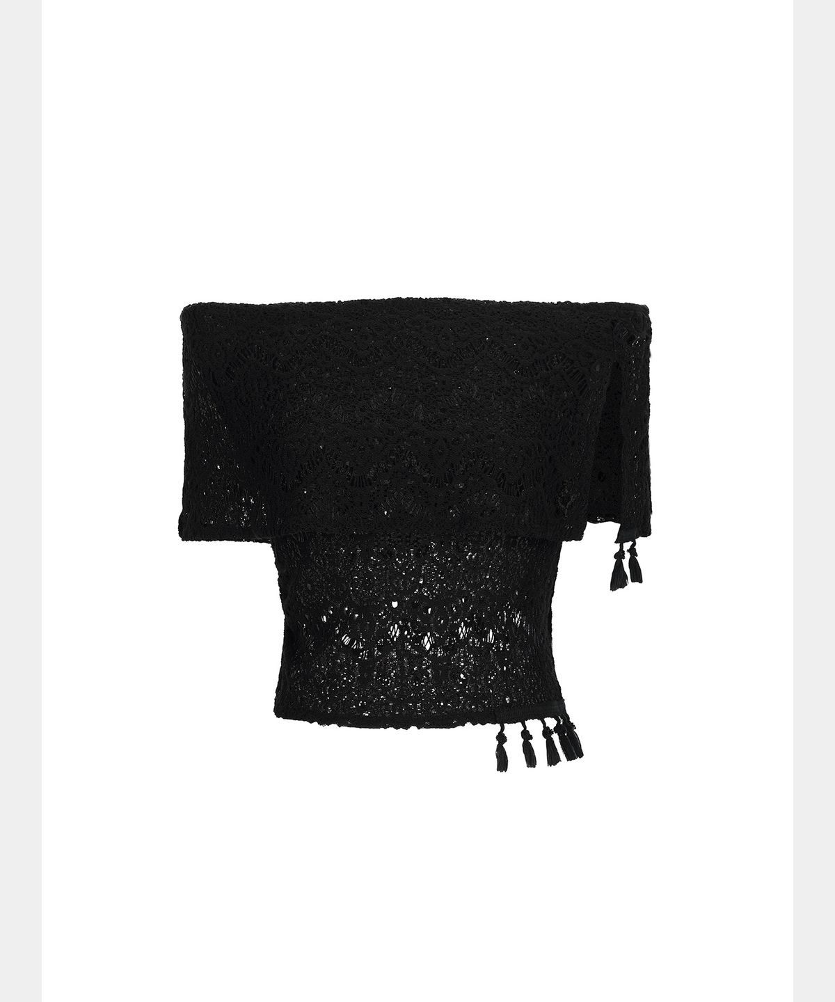 쇠아(SØAR) Tassel Summer Knit Top (BLACK)