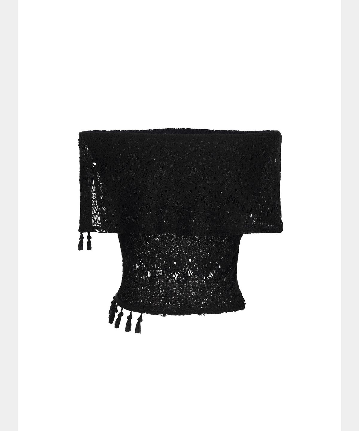 쇠아(SØAR) Tassel Summer Knit Top (BLACK)