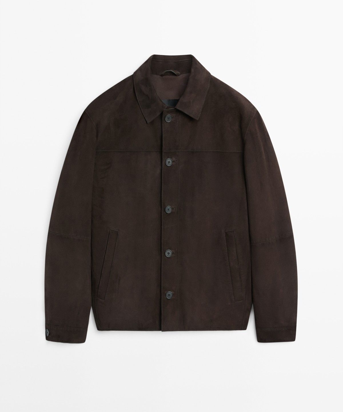 마시모두띠(MASSIMO DUTTI) 포켓 디테일 스웨이드 레더 오버셔츠