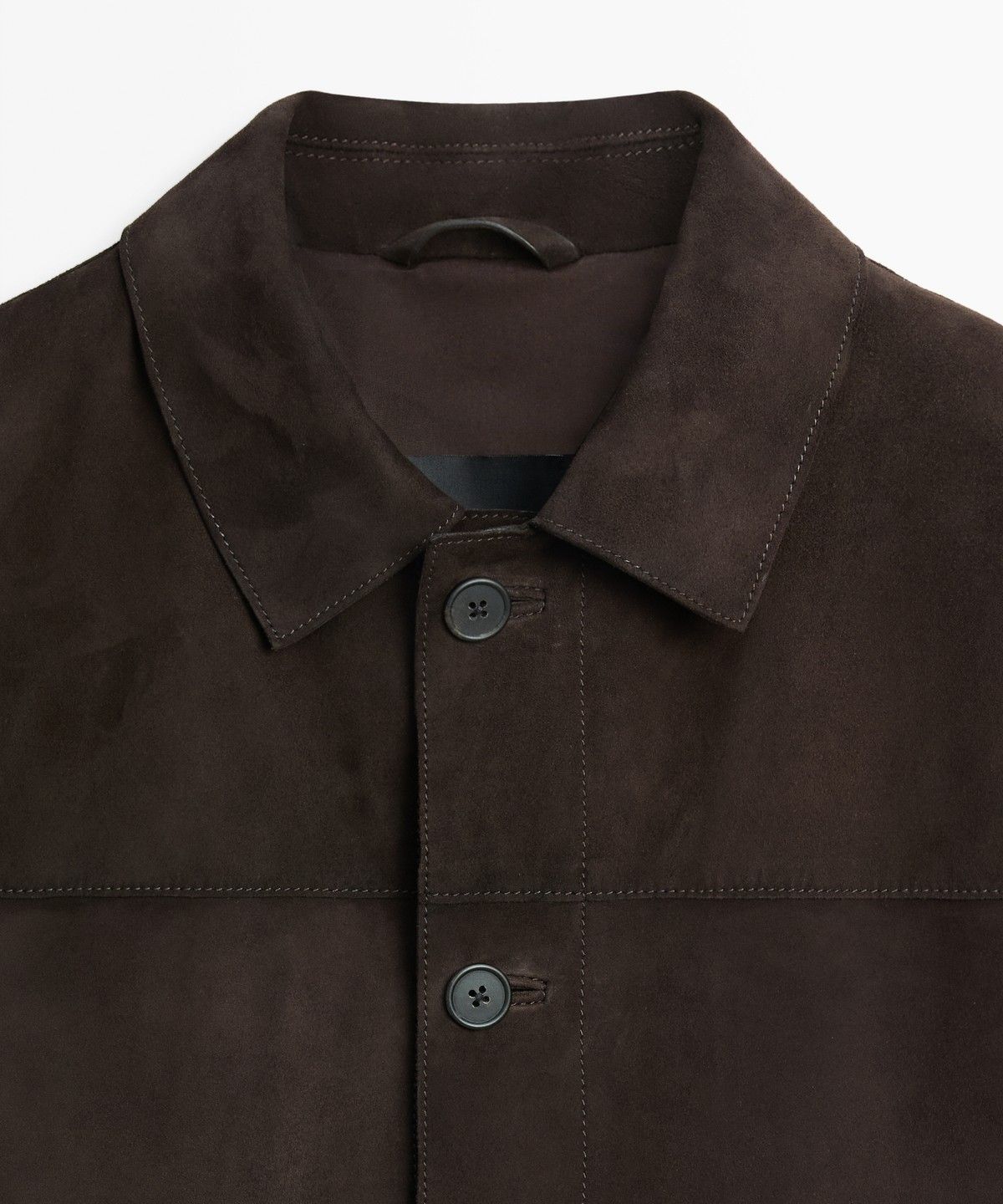 마시모두띠(MASSIMO DUTTI) 포켓 디테일 스웨이드 레더 오버셔츠
