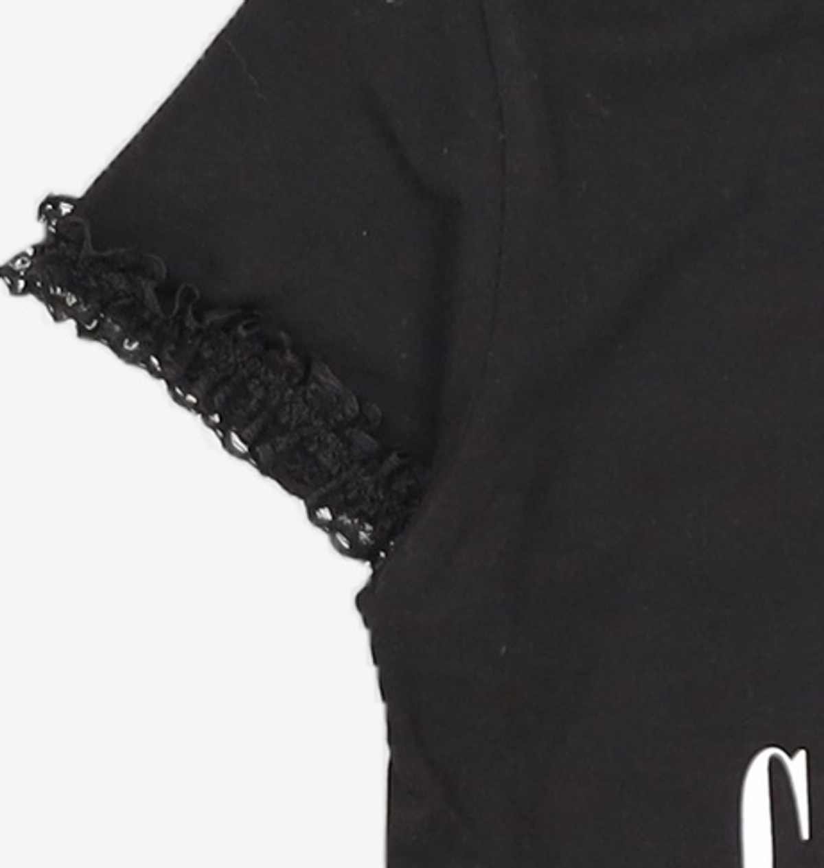 유희(YOUHEE) LACE LETTERING BABY T-SHIRTS BLACK FREE