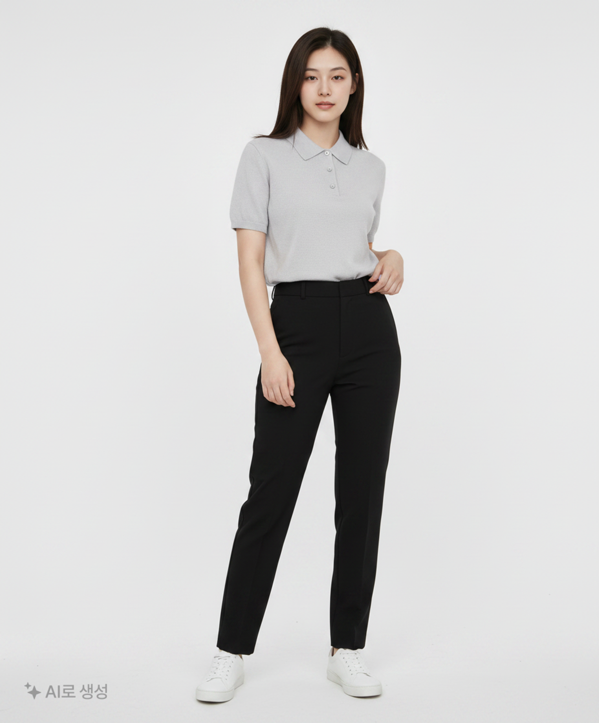 쿠어(COOR) 헤어리 알파카 블렌드 폴로 니트 (라이트블루) L