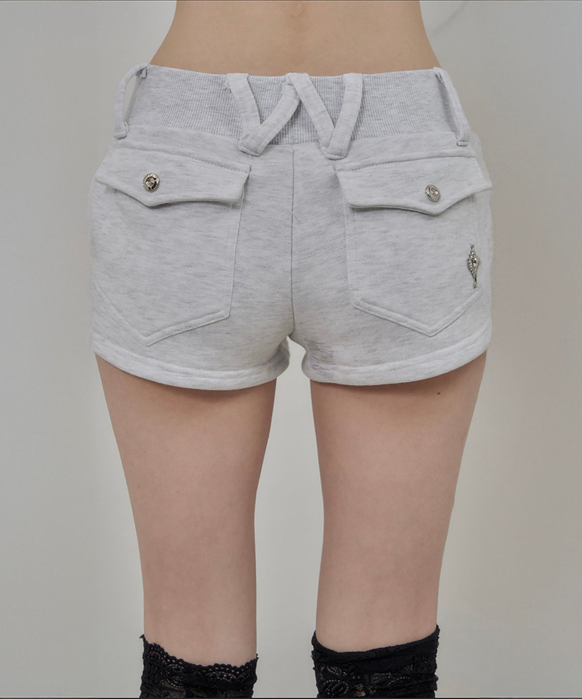 쇠아(SØAR) Cross Belt loop shirring Pocket Pant (WHITE MELANGE)