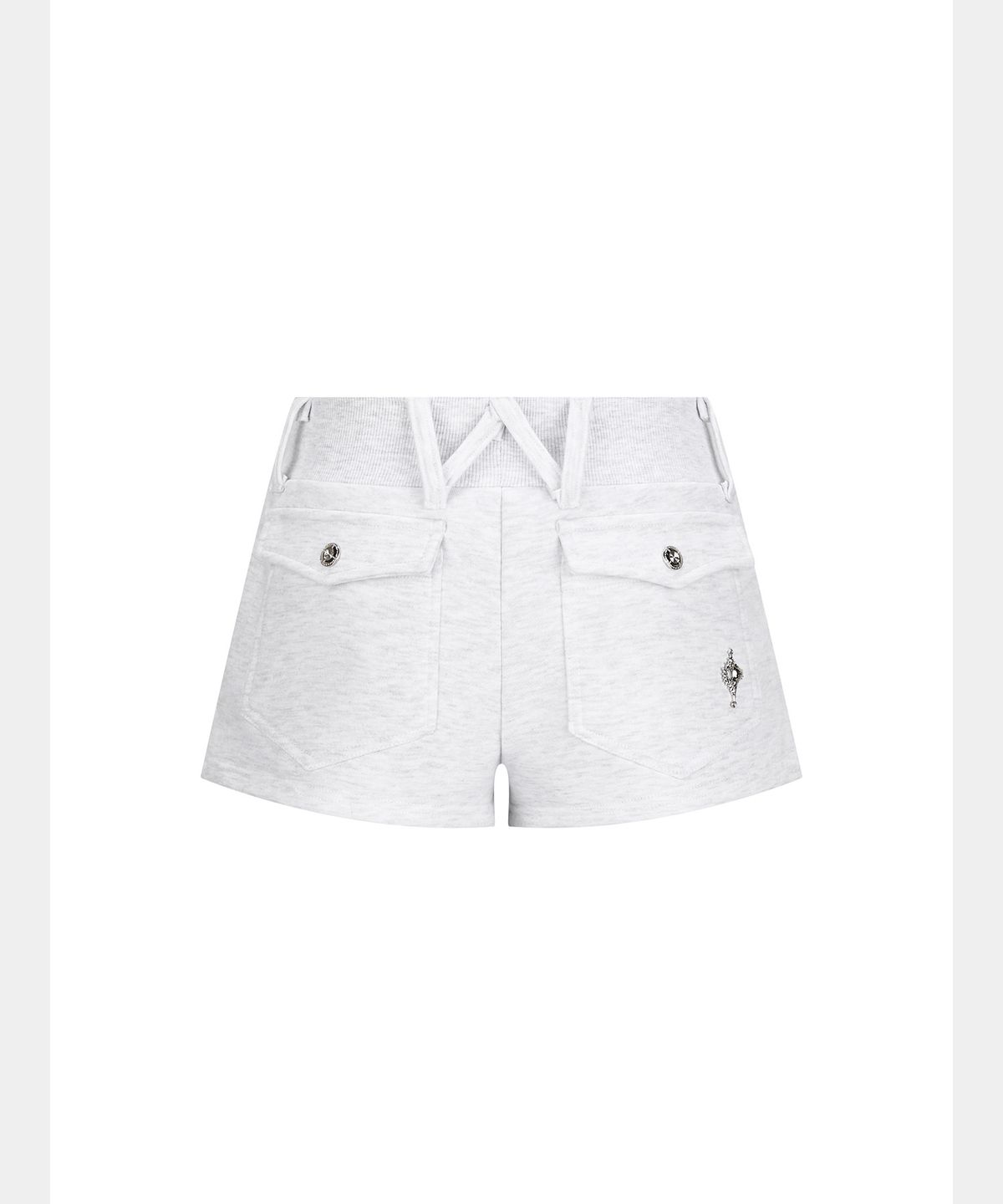 쇠아(SØAR) Cross Belt loop shirring Pocket Pant (WHITE MELANGE)