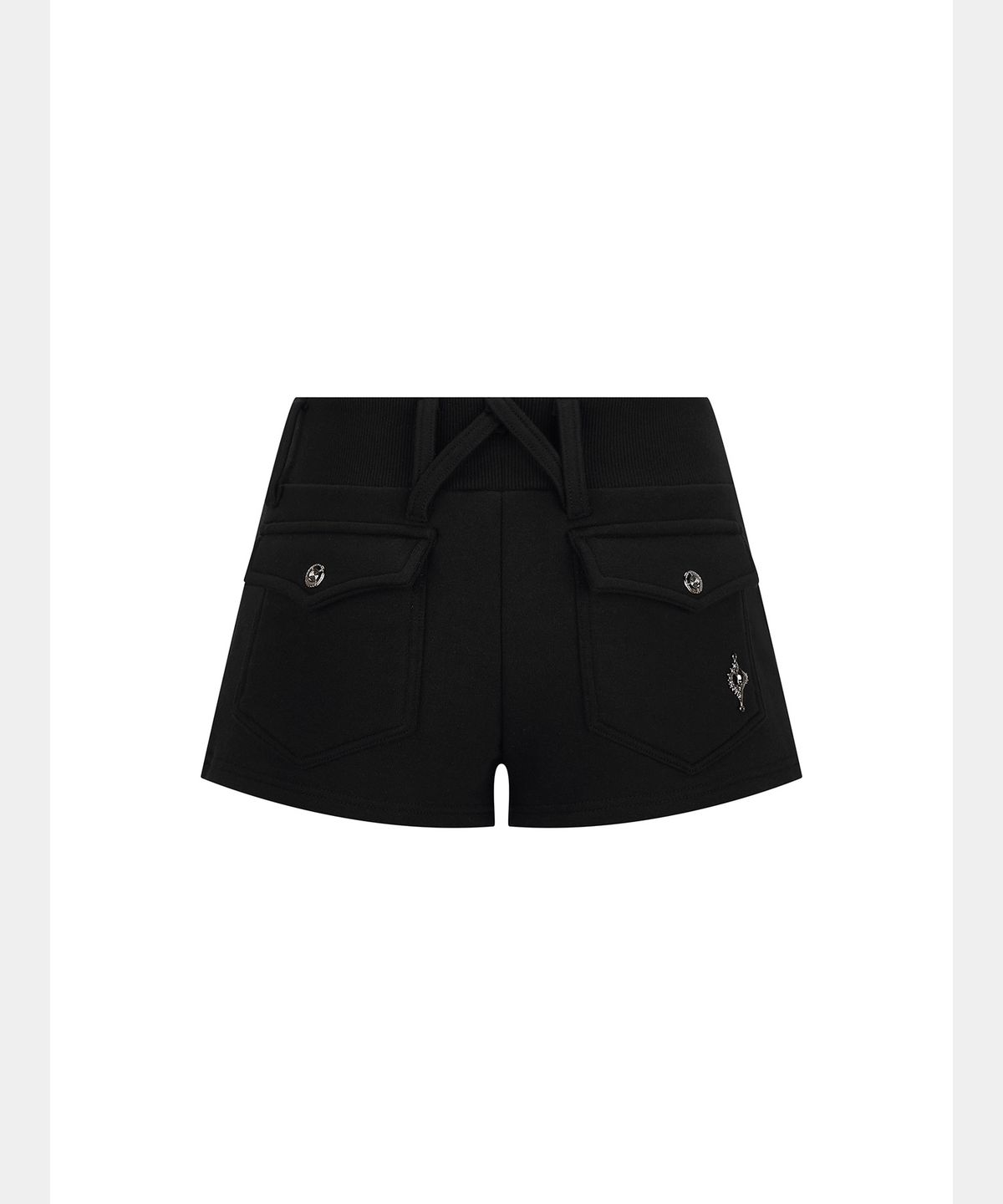 쇠아(SØAR) Cross Belt loop shirring Pocket Pants (BLACK)