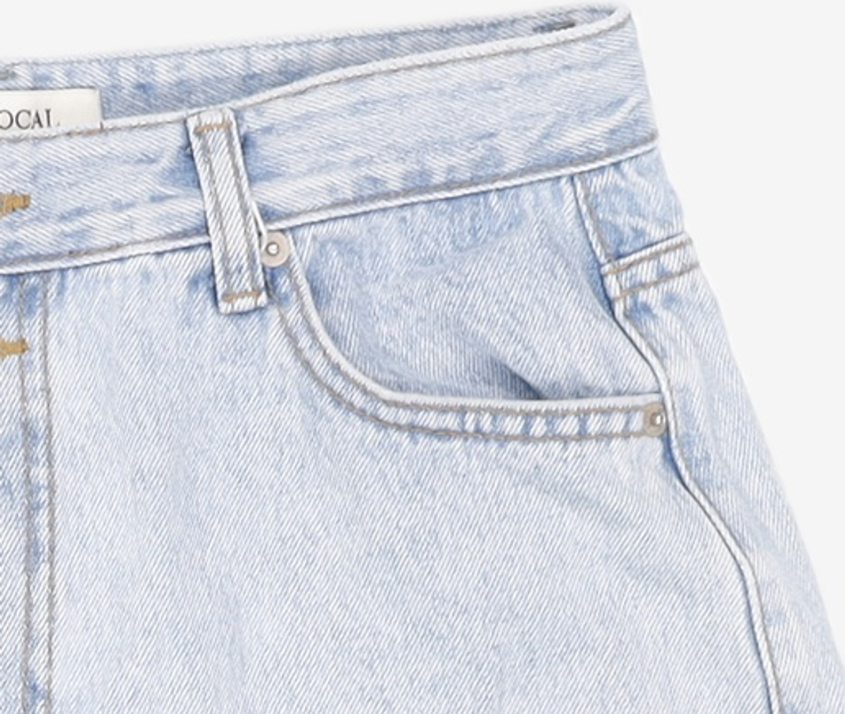 논로컬(NONLOCAL) Button Detail Denim Shorts - Light Blue L