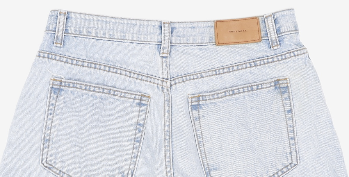논로컬(NONLOCAL) Button Detail Denim Shorts - Light Blue L