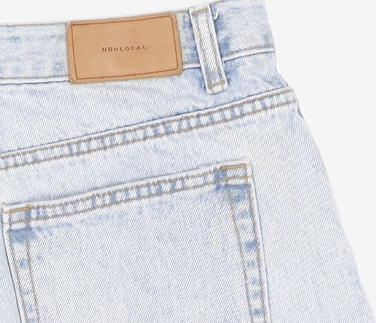 논로컬(NONLOCAL) Button Detail Denim Shorts - Light Blue L