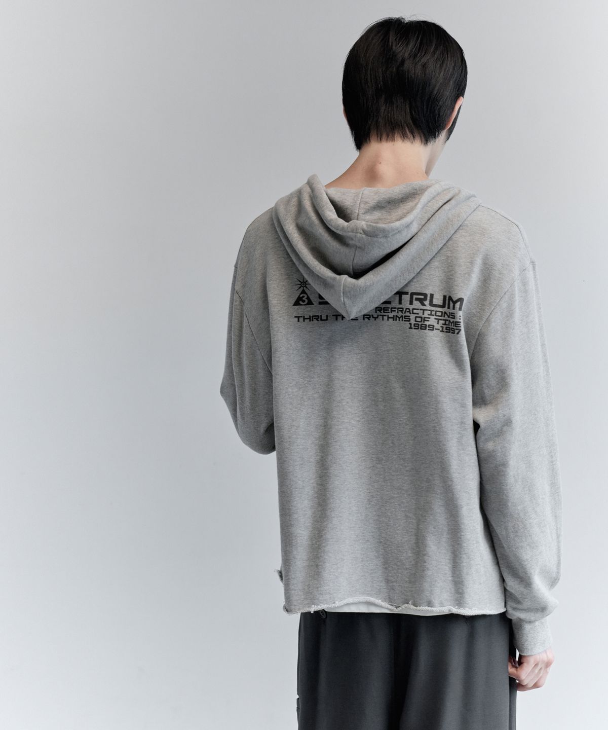 키류(KIRYU) CUT OFF HODDIE ZIP UP_MELANGE GRAY