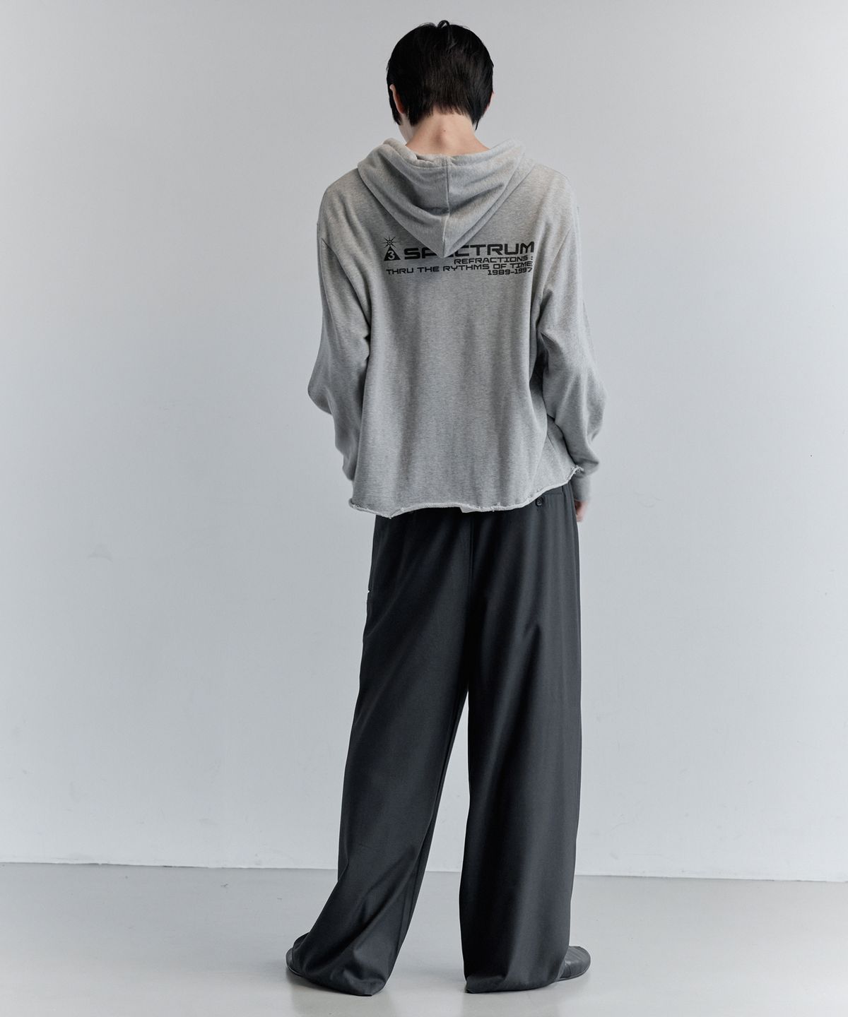 키류(KIRYU) CUT OFF HODDIE ZIP UP_MELANGE GRAY