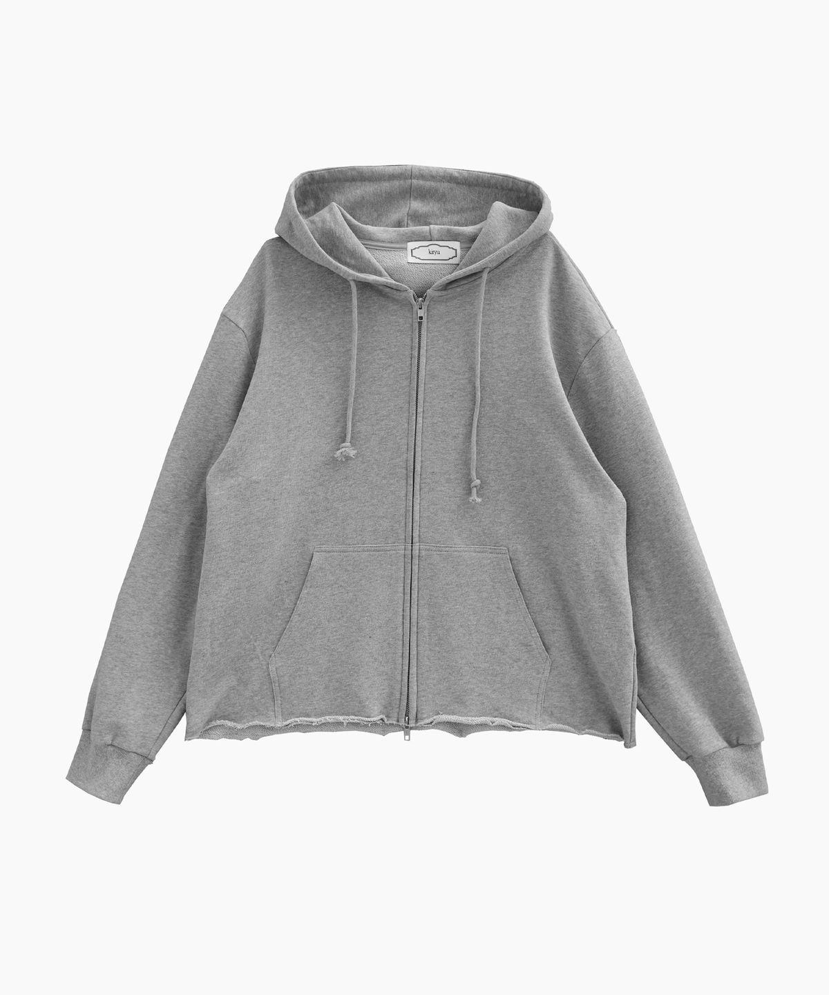 키류(KIRYU) CUT OFF HODDIE ZIP UP_MELANGE GRAY