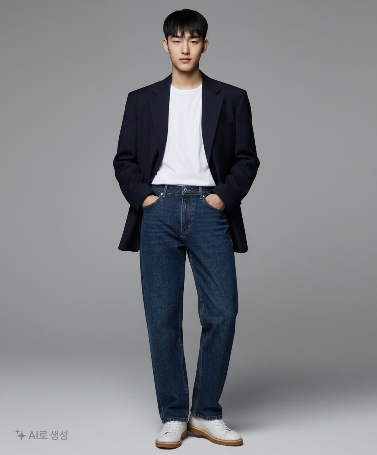 무신사 스탠다드(MUSINSA STANDARD) 와이드 데님 팬츠 [다크 블루] 36