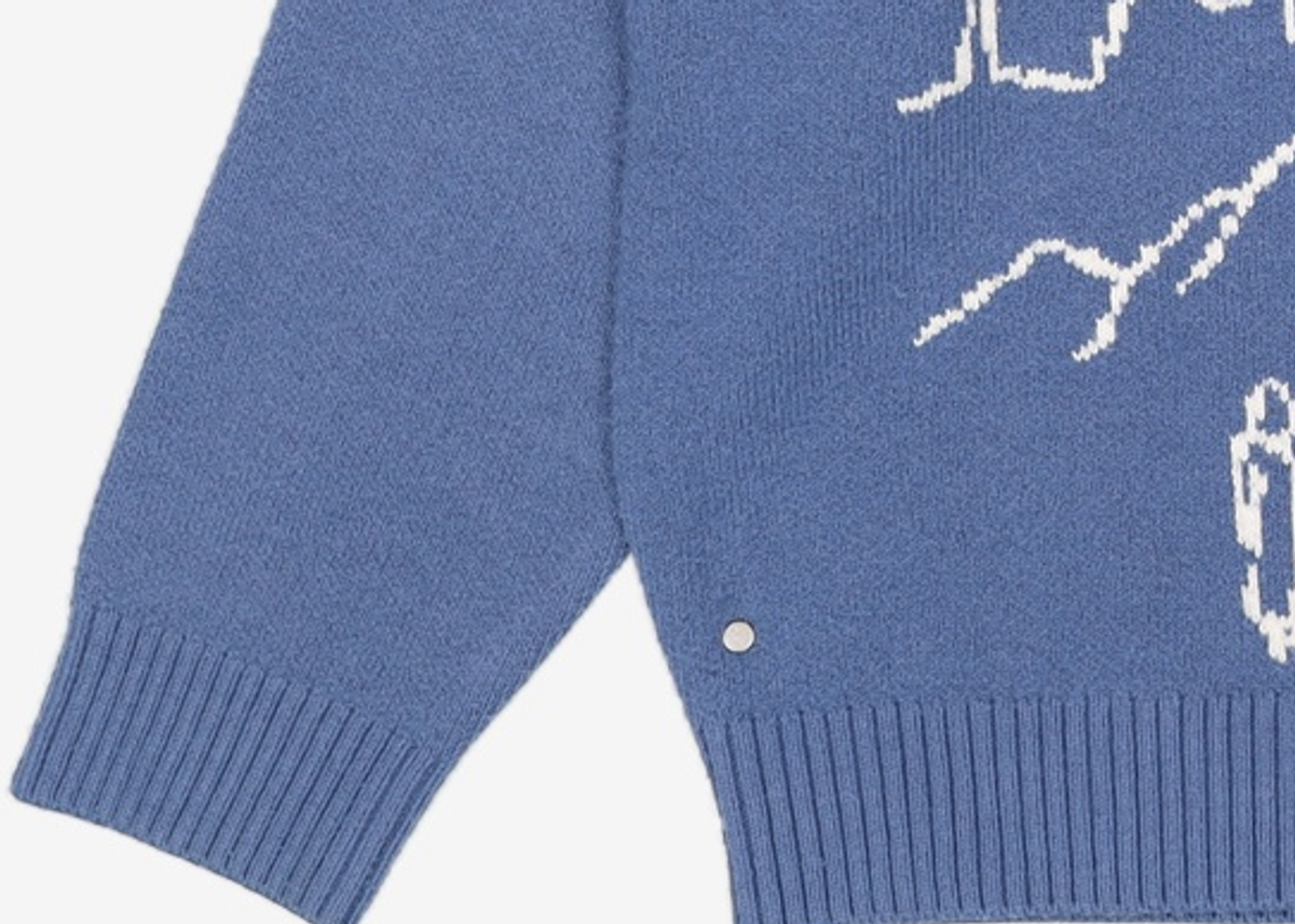 애드오프(ADDOFF) CRAYON SKETCH KNIT SWEATER BLUE L