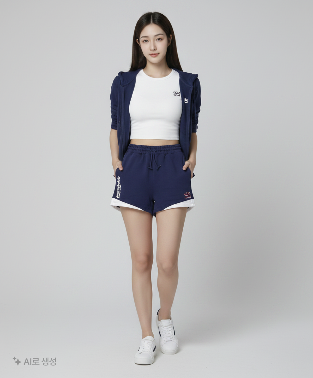 코드그라피(CGP) (우먼) WAVE 로고 스포티 쇼츠_다크네이비 S