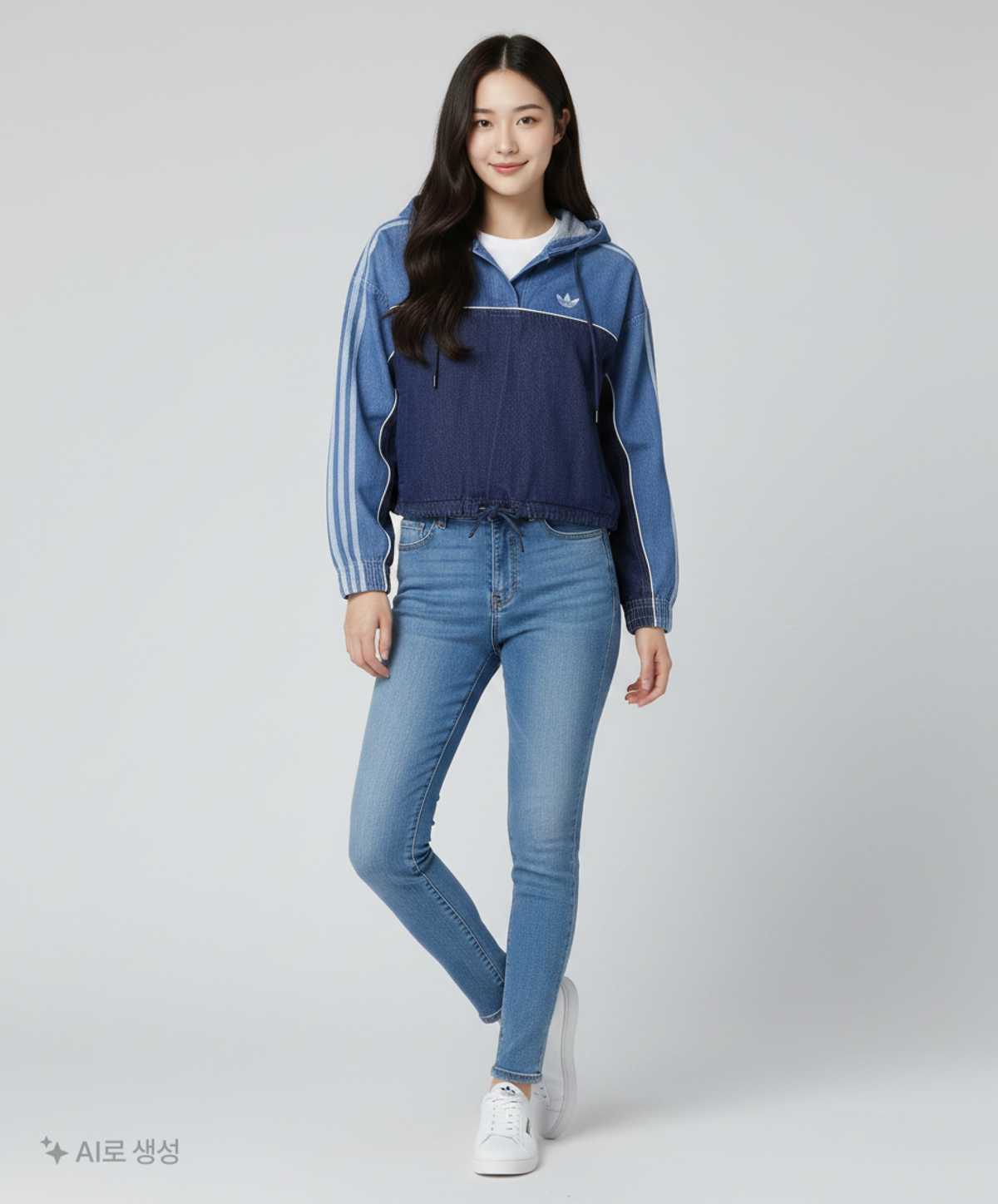 아디다스(ADIDAS) 프리미엄 데님 후디 - 네이비:블루 / GM5387 XS