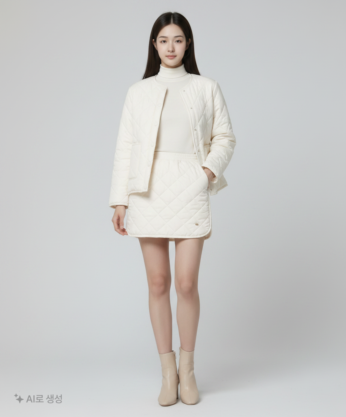 제너럴 아이디어(GENERAL IDEA) 바인딩 퀼팅 스커트 [IVORY] / WBC4L56501 S