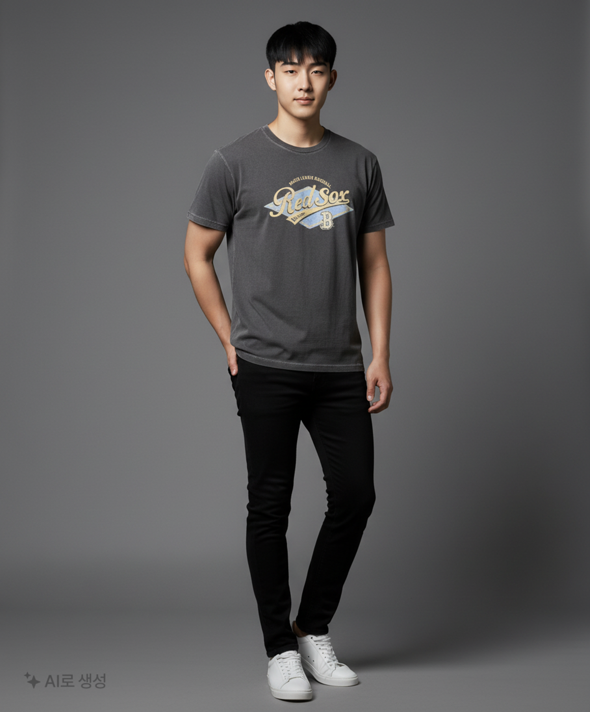 엠엘비(MLB) 바시티 빈티지 워싱 그래픽 메가 오버핏 반팔 티셔츠 BOS (D.Charcoal Grey) M