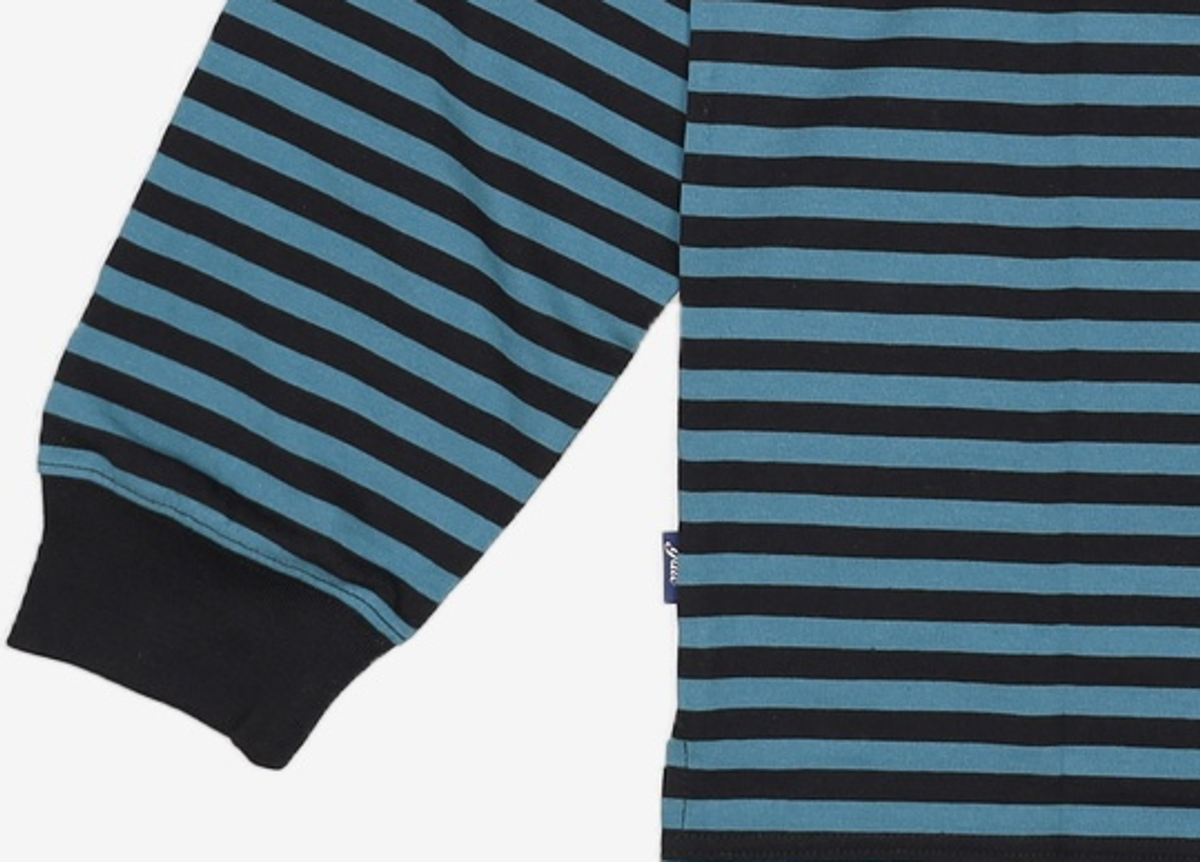예일(YALE) EMBROIDERY UNIVERSITY DAN STRIPE LS BLACK / BLUE 2