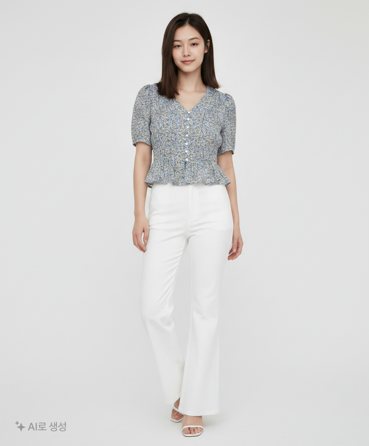 미쏘(MIXXO) 플라워 셔링 블라우스 MIWBWB77RG S