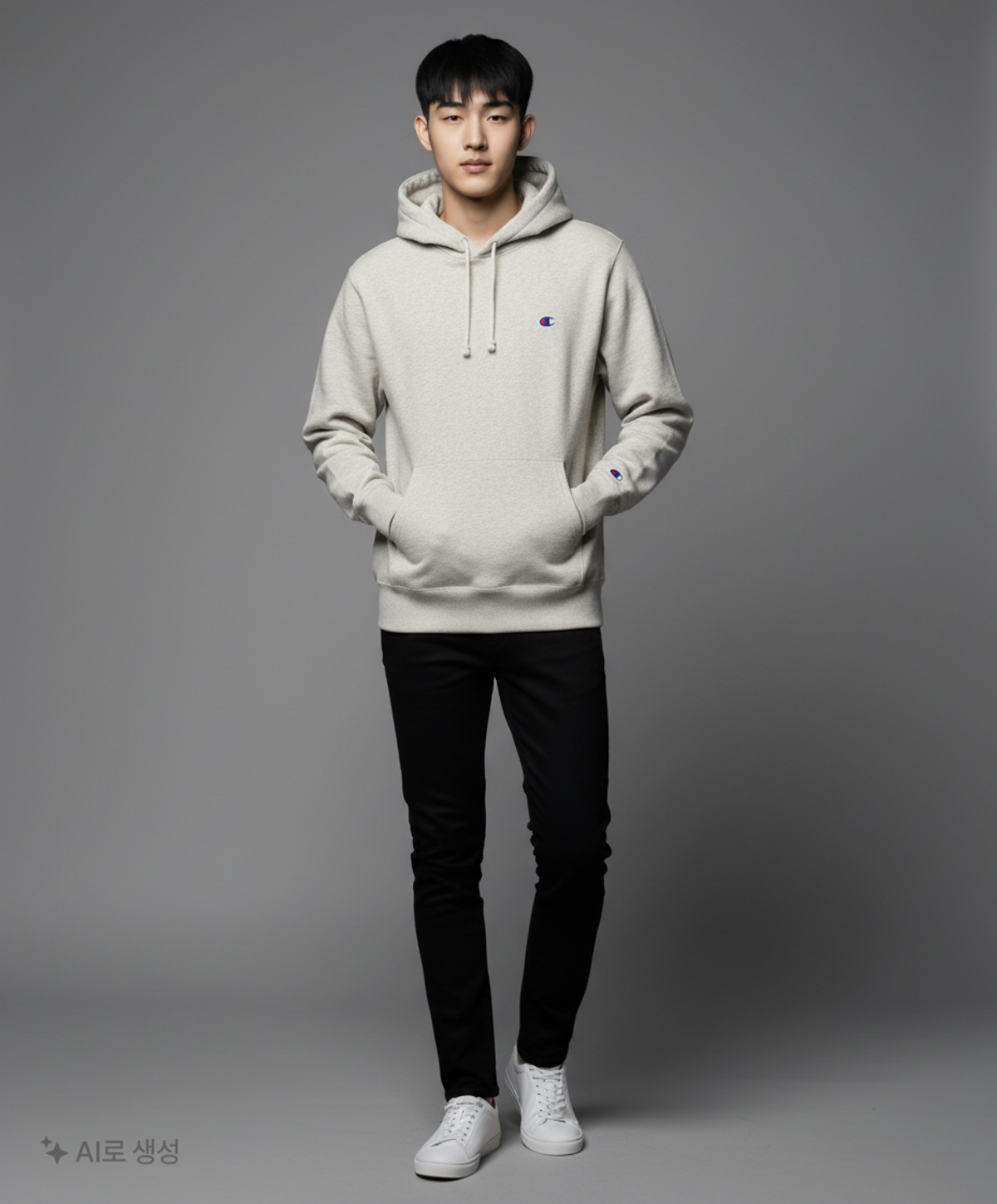 챔피온(CHAMPION) 베이직 C로고 후드 티셔츠 Cream XXL