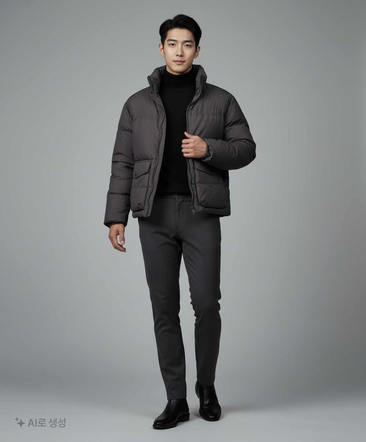 더니트컴퍼니(THEKNITCOMPANY) 하이넥 포켓 다운 [블랙] M