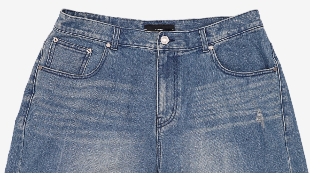 일꼬르소(IL CORSO) 워시드 버뮤다 데님 반바지 블루 IEPA4E404B2 XL