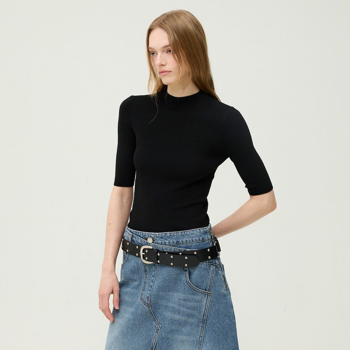 이비엠(EBM) 하프넥 슬리브 티셔츠 EMQ2KPO240