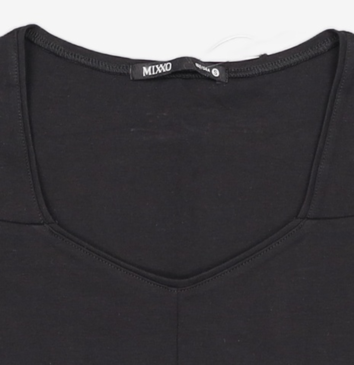 미쏘(MIXXO) 넥변형 크롭 티셔츠 MIWHWB512G S