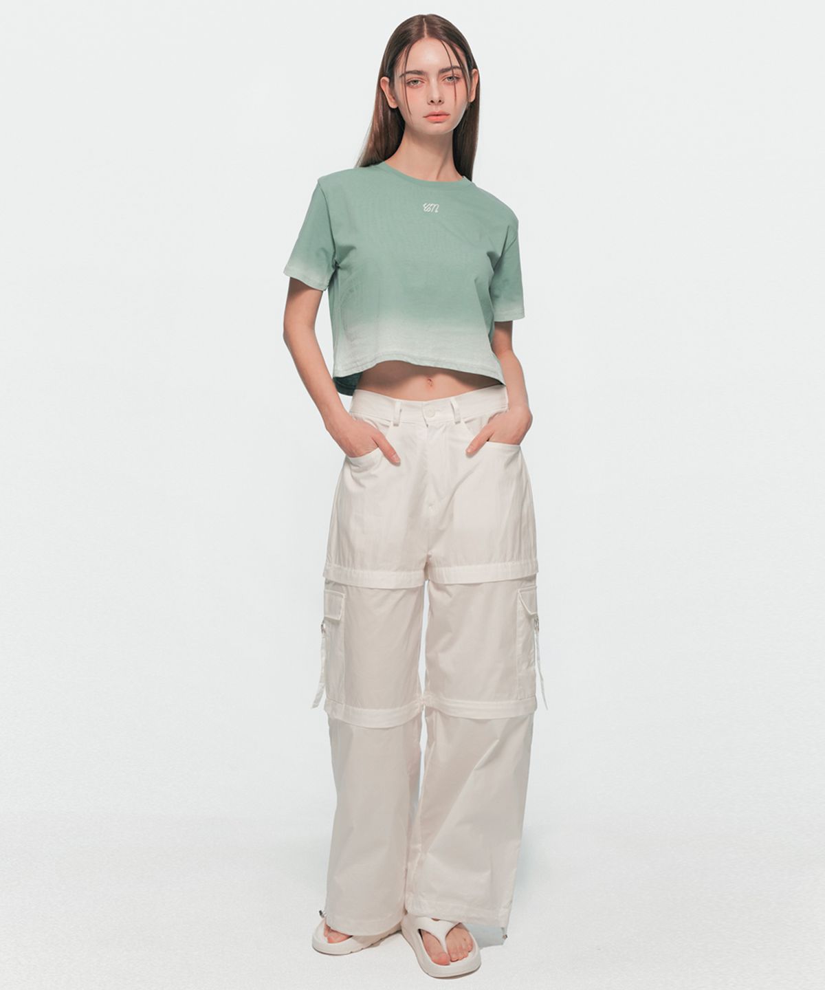 유움(UUM) WAVE GRADATION CROP T-SHIRT MINT