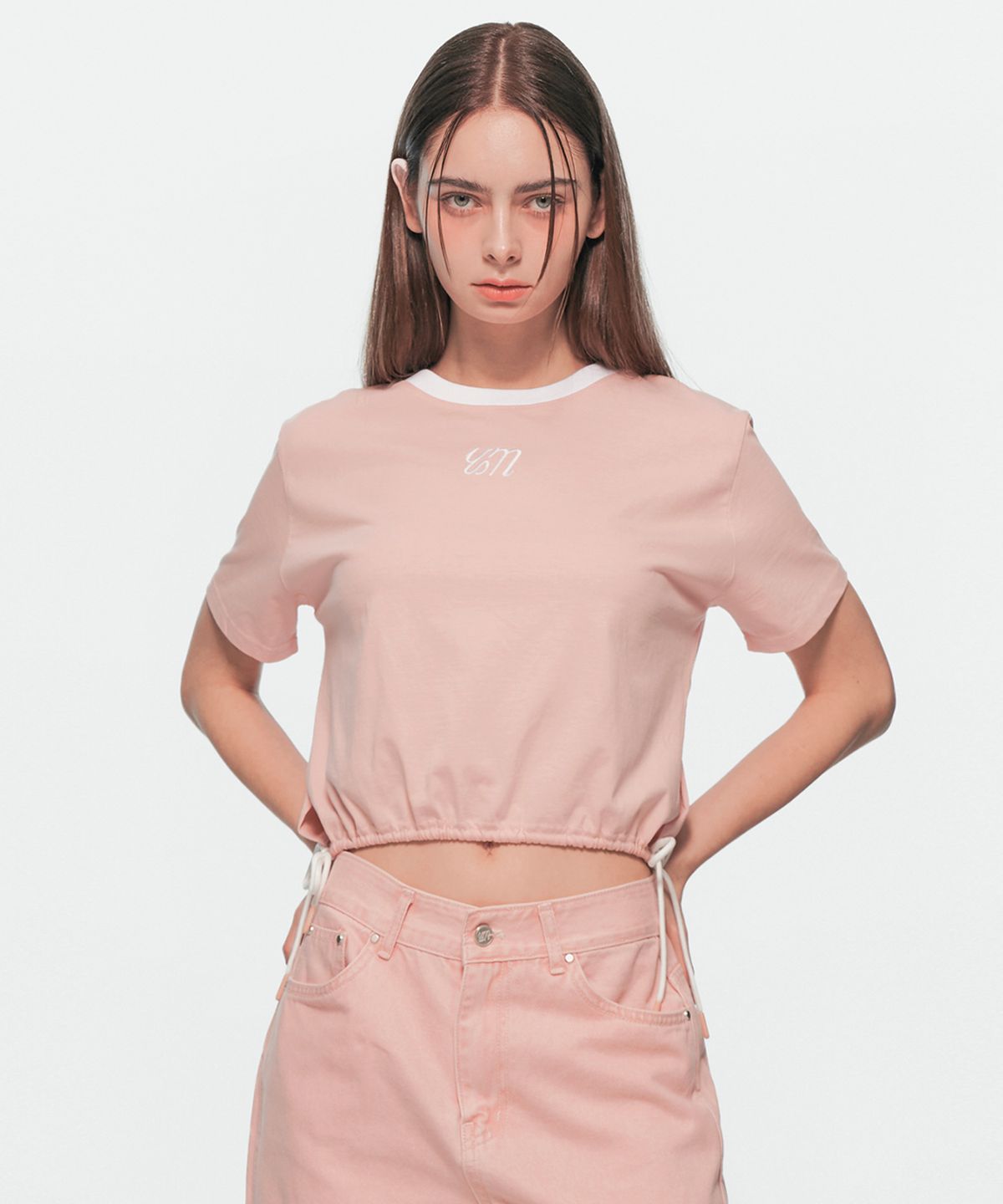 유움(UUM) WAIST STRING T-SHIRT PINK