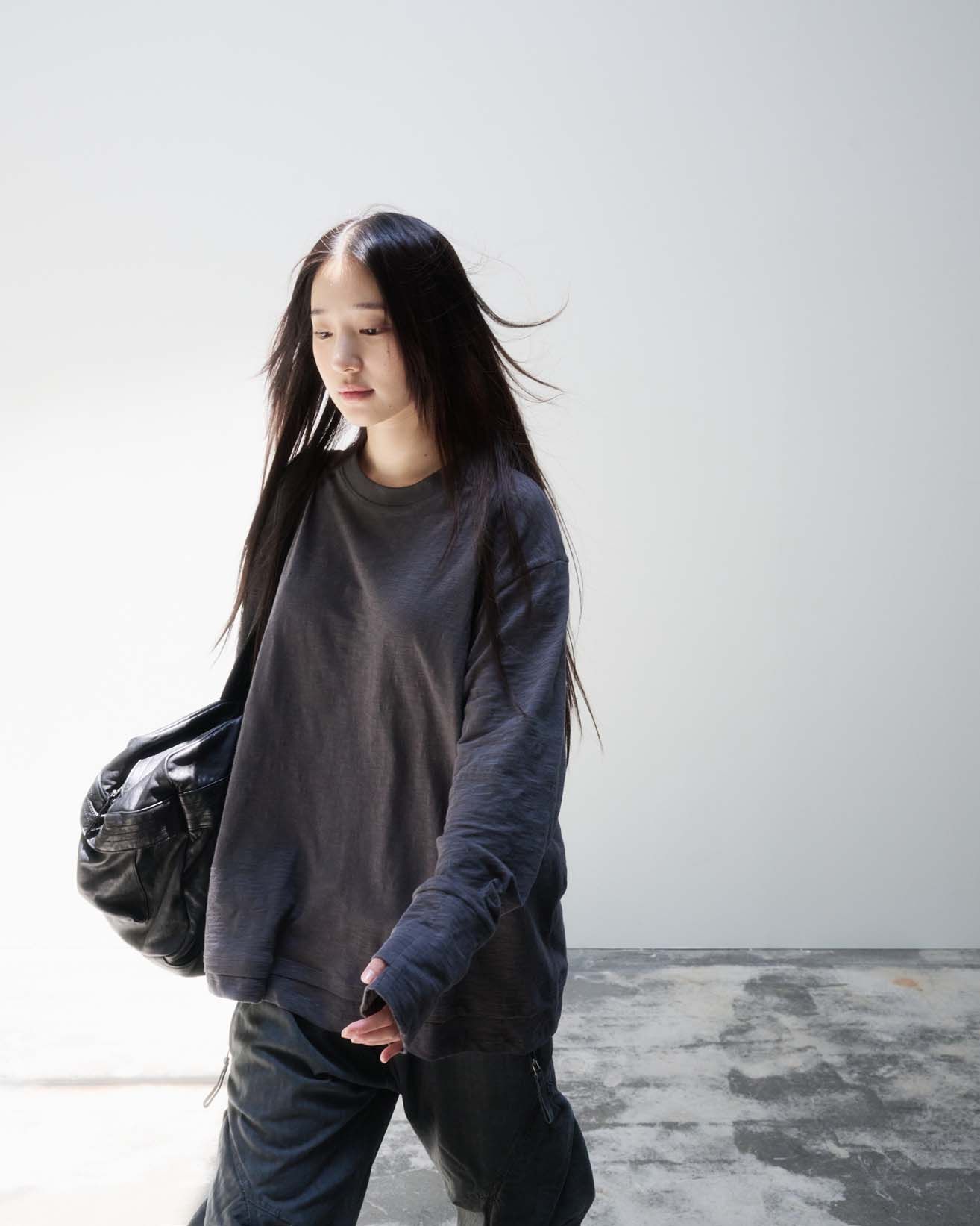 MUSINSA | 999HUMANITY Layered Long Sleeve Tee (Charcoal)