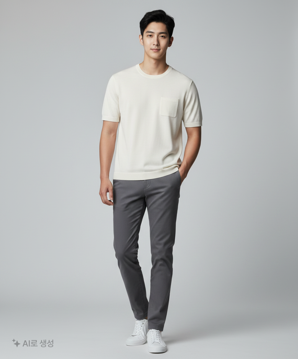 올젠(OLZEN) 포켓 크루넥 티셔츠_ZPC2ER1505WT 110