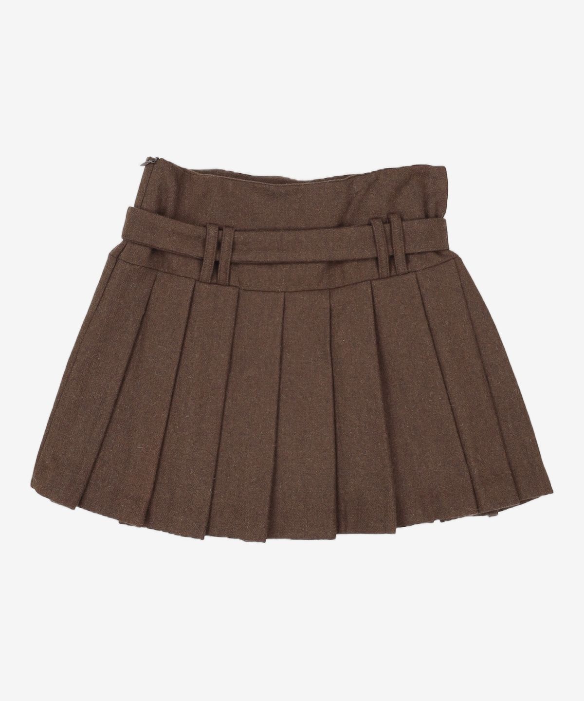 큐리티(CURETTY) C BIG BUCKLE PLEATS SKIRT_DARK BROWN S