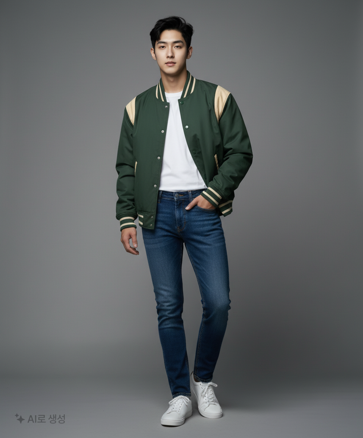 프리즘웍스(FRIZMWORKS) MILD VARSITY JACKET _ DARK GREEN L