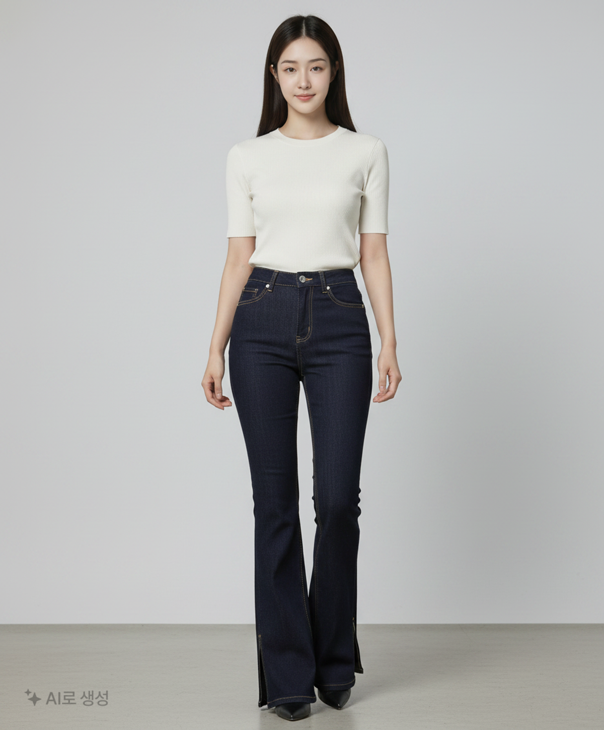 미쏘(MIXXO) 투버튼 롱부츠컷 데님 MIWTJCV44J 24