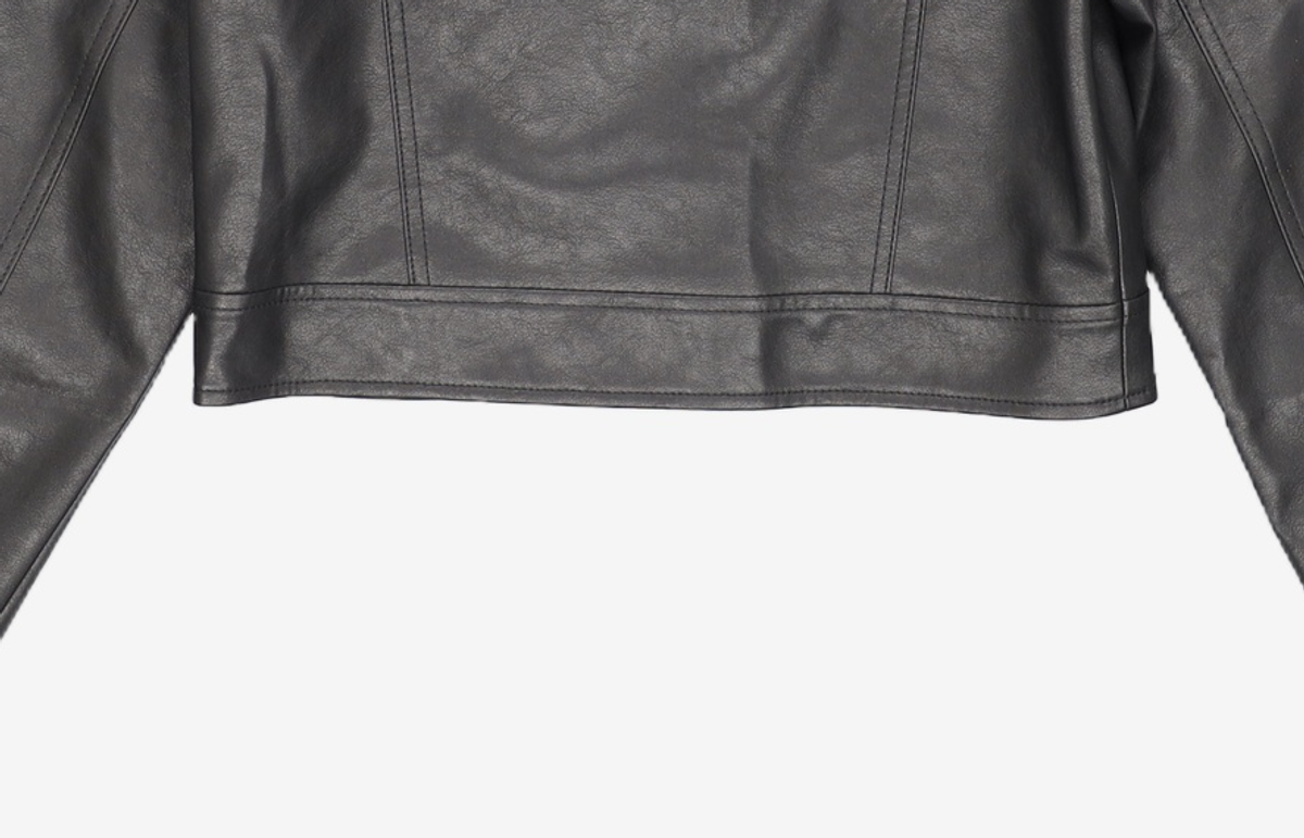 미쏘(MIXXO) 비건레더 숏 라이더 자켓_MIWJLDT01G S