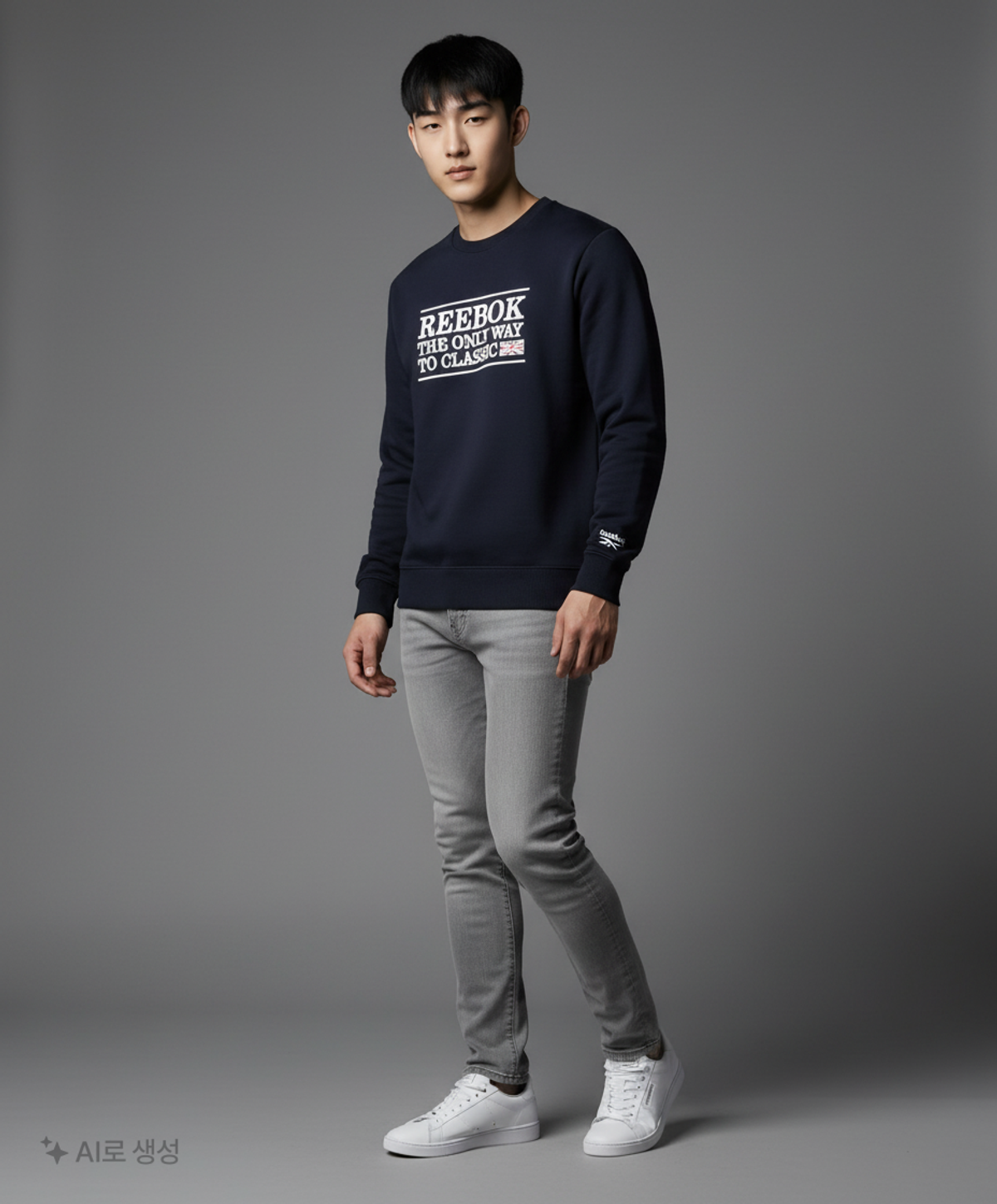 리복(REEBOK) 클래식레터 맨투맨 - 네이비 100