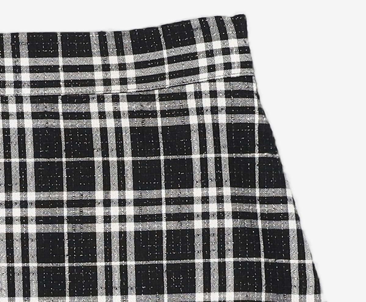 큐리티(CURETTY) C GLITTER CHECK MINI SKIRT_BLACK S