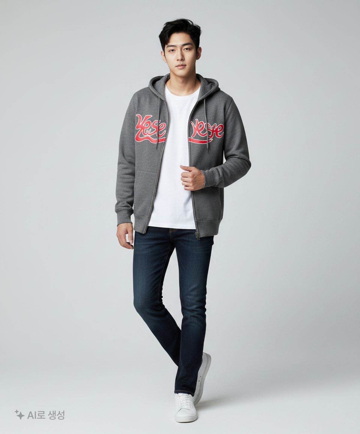 예스아이씨(YESEYESEE) Y.E.S Snail Logo Zip-up Hoodie Heather Grey L