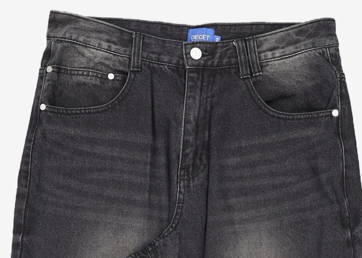 데케트(DECET) Mid Rise Wide Jeans DCPT027AshBlack 32