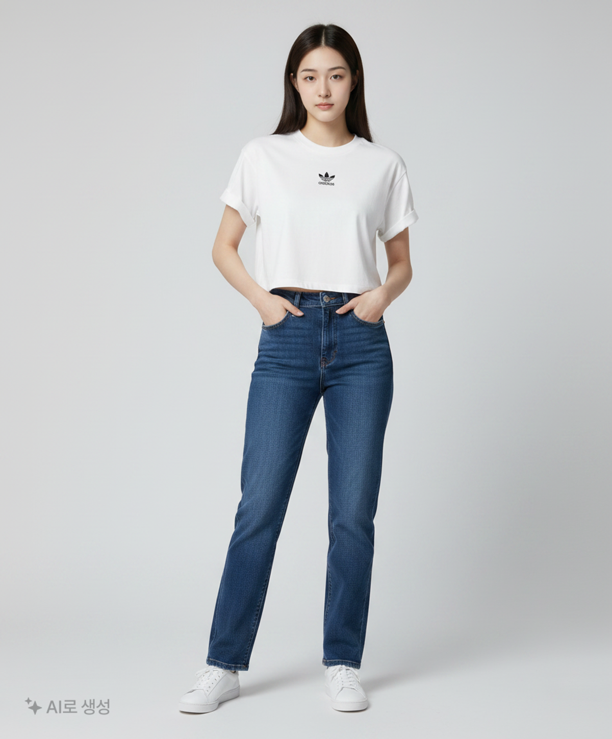 아디다스(ADIDAS) 크롭 탑 - 화이트 / GN2803 L