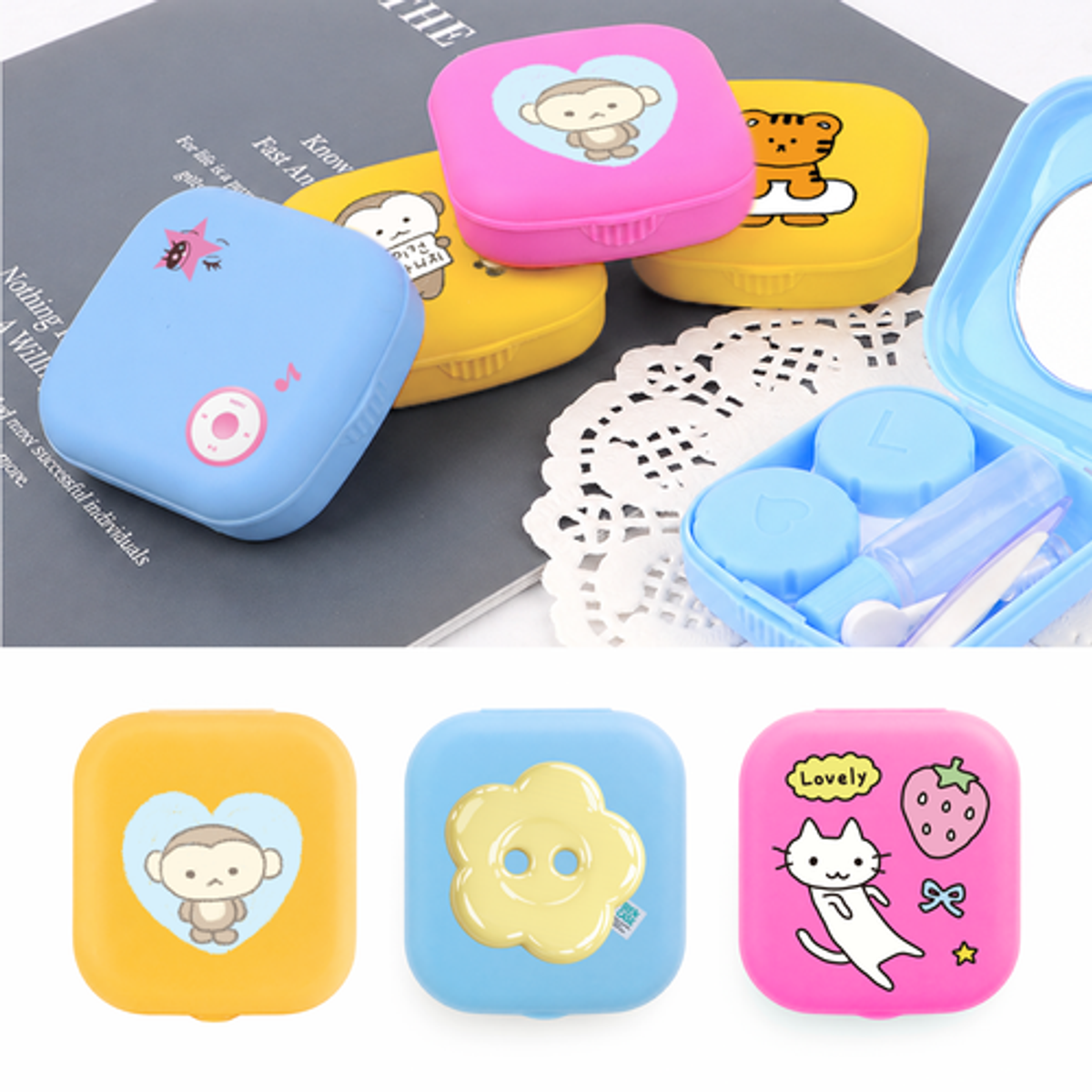 이레케이스앤굿즈(IRECASEGOODS) 귀여운 렌즈통 컬러 콘택트렌즈 케이스 미니 휴대용