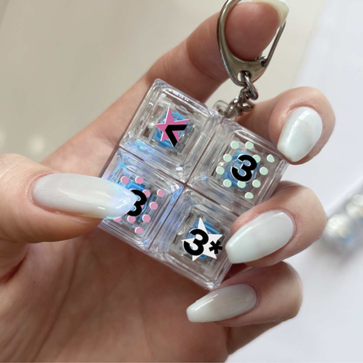 이레케이스앤굿즈(IRECASEGOODS) 333 클리어 청축 4구 키캡 Y2K 키치 도트 키보드 키캡