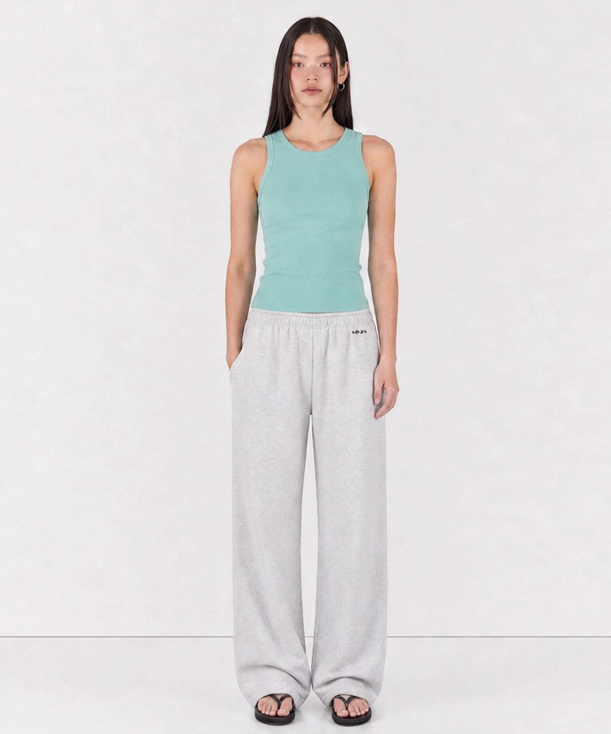 인지액티브(INJIACTIVE) Classic Ribbed Sleeveless Top 터콰이즈그린