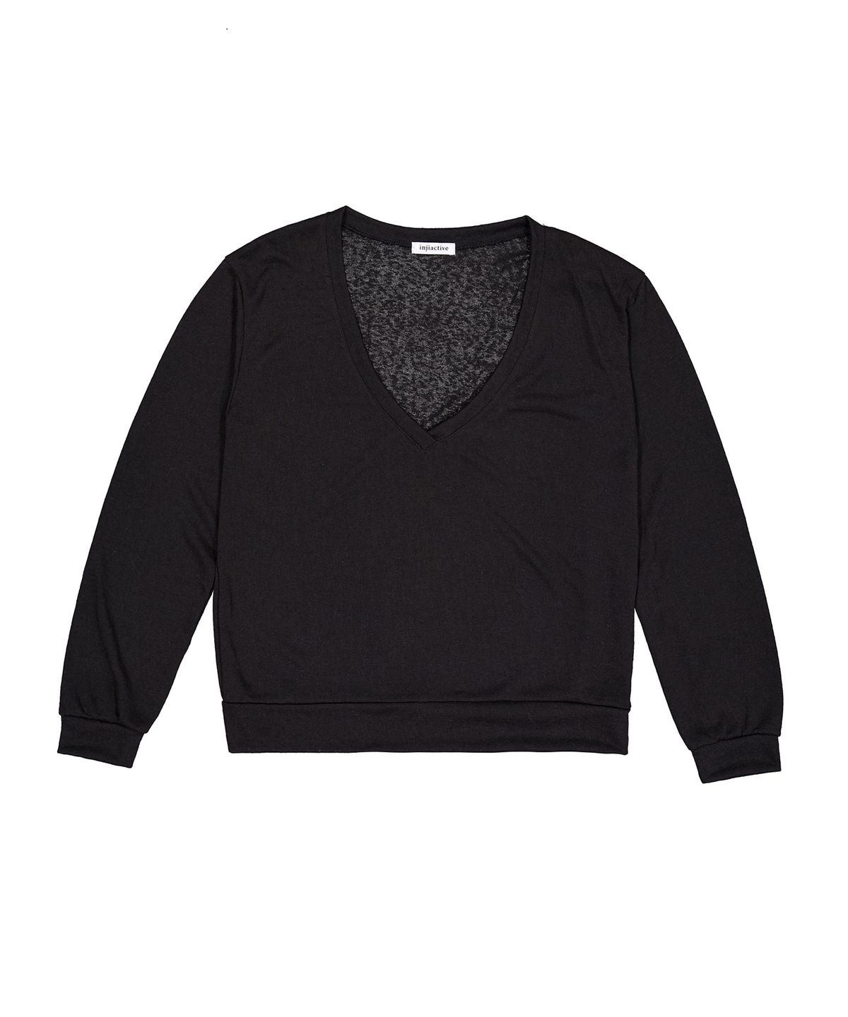 인지액티브(INJIACTIVE) Linen V-Neck Semi Sheer Top 블랙