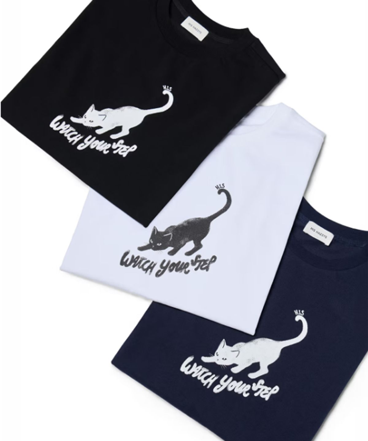 헤지스(HAZZYS) [HIS]블랙 고양이 그래픽 티셔츠