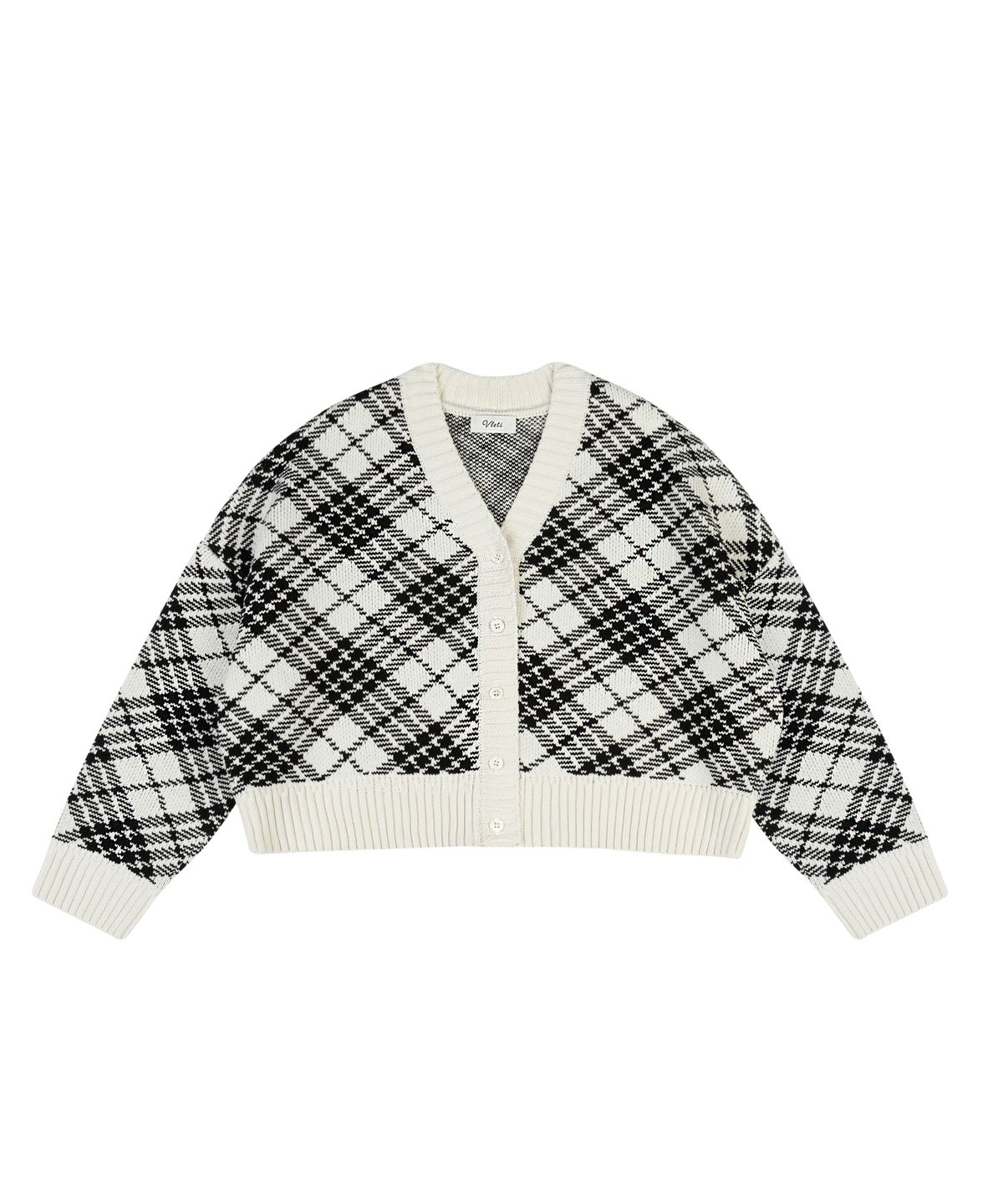 블레티(VLETI) Check Jacquard Knit Cardigan (black)
