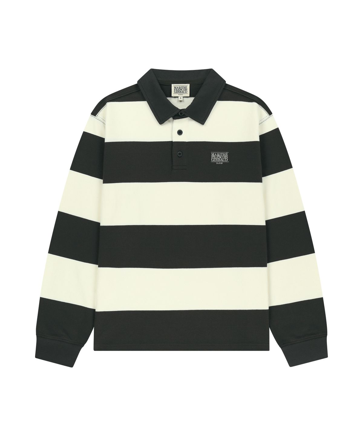 마리떼 프랑소와 저버(MARITHÉ + FRANҪOIS GIRBAUD) SMALL CLASSIC LOGO RUGBY COLLAR LONG SLEEVE TEE charcoal