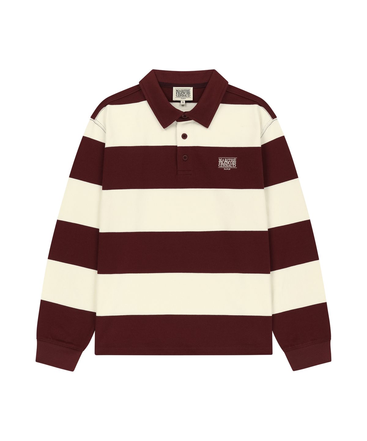 마리떼 프랑소와 저버(MARITHÉ + FRANҪOIS GIRBAUD) SMALL CLASSIC LOGO RUGBY COLLAR LONG SLEEVE TEE burgundy